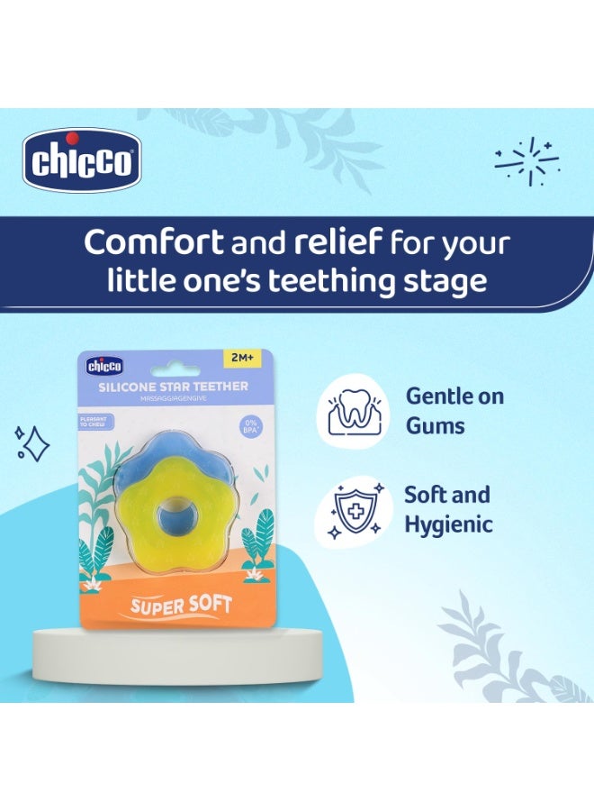 شيكو Chicco Teether Supersoft Star 2M+ 2Pc Blue + Yellow - Image 3